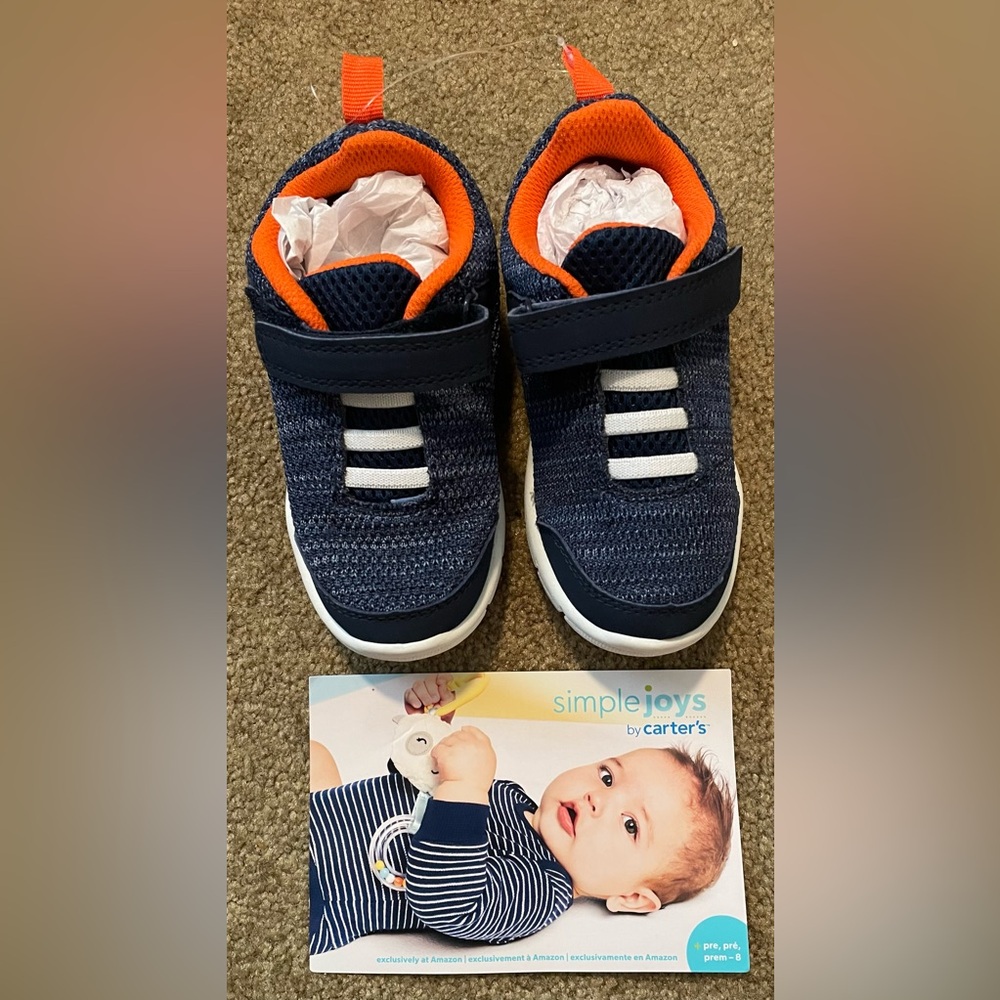 NEW - Simple Joys by Carter’s Navy and Orange Kids Sneakers - Size 11M